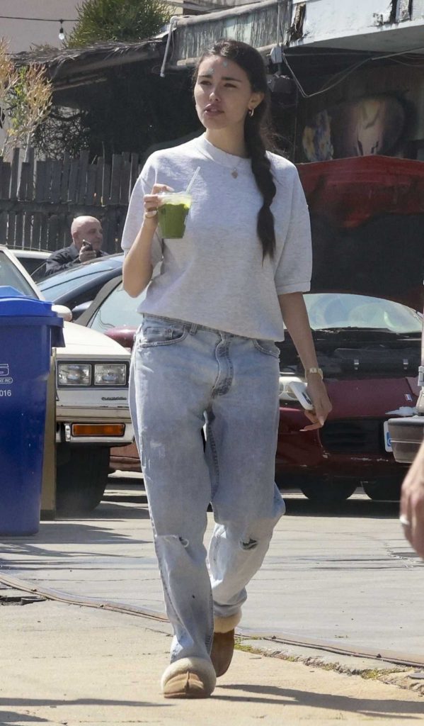 Madison Beer in a Grey Sweatshirt