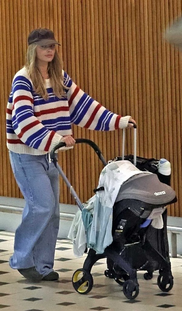 Margot Robbie in a Striped Sweater