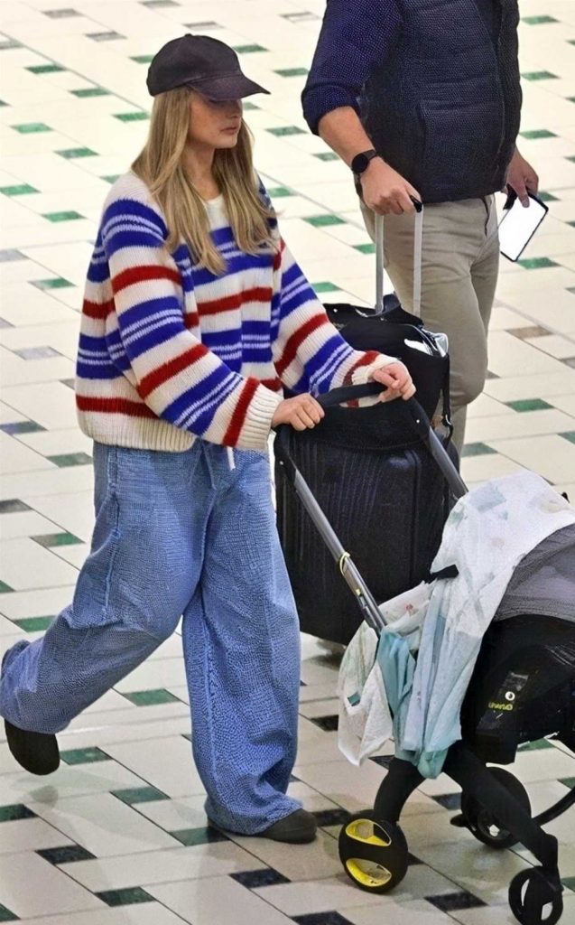 Margot Robbie in a Striped Sweater