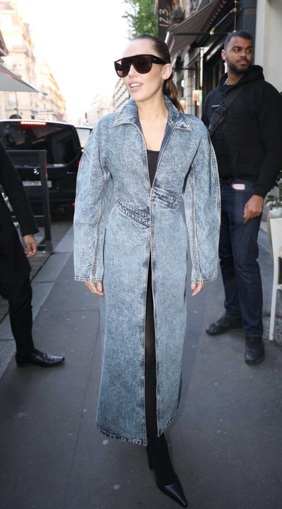 Miley Cyrus in a Blue Denim Trench Coat
