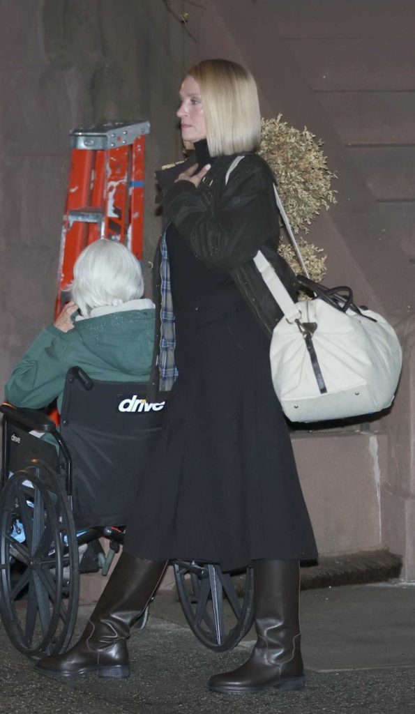 Uma Thurman in a Black Dress