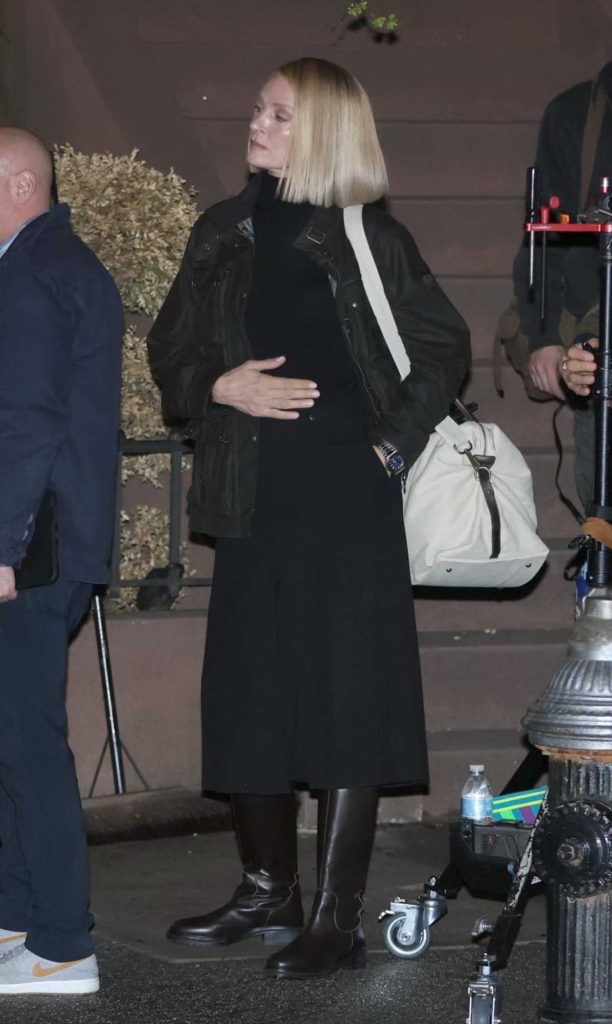 Uma Thurman in a Black Dress