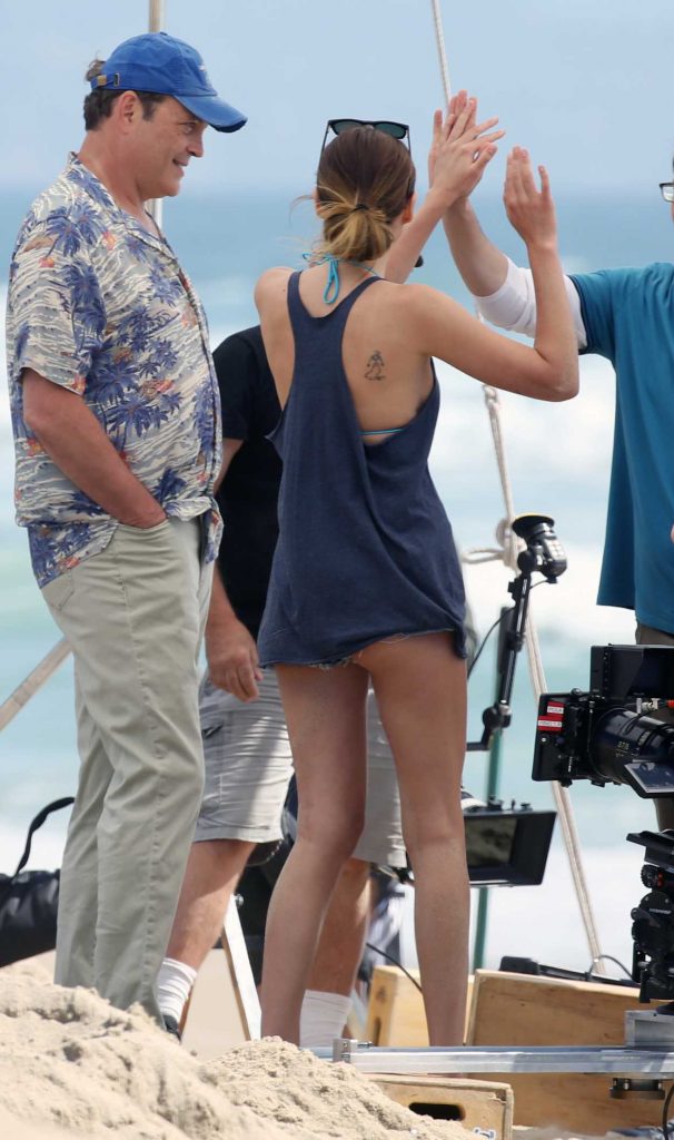 Charlotte Lawrence in a Black Tank Top