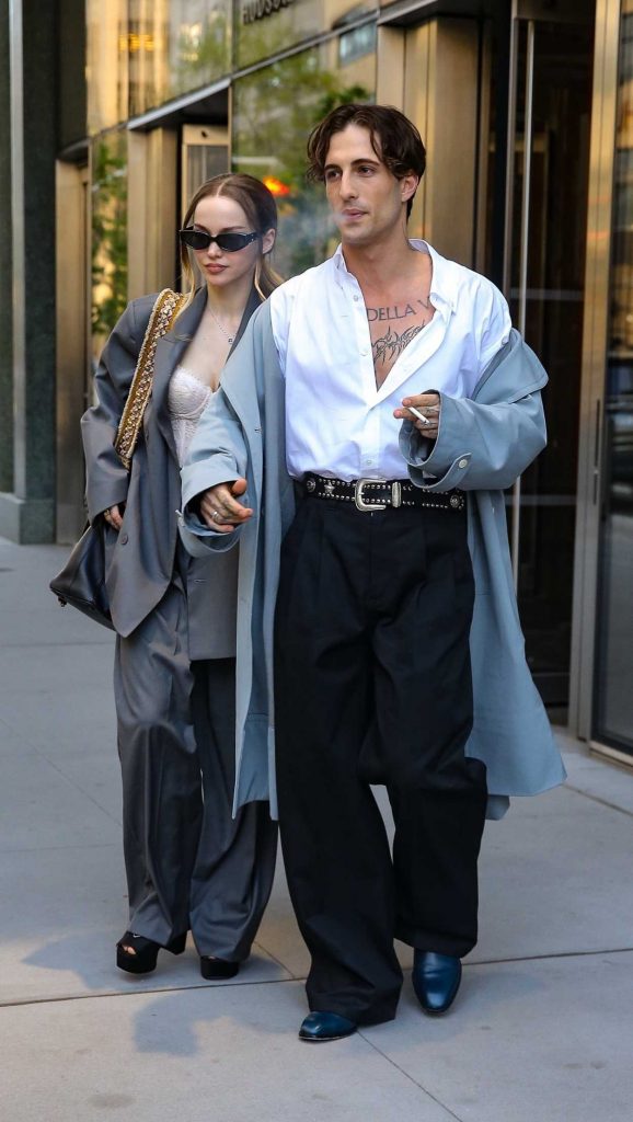 Dove Cameron in a Grey Pantsuit