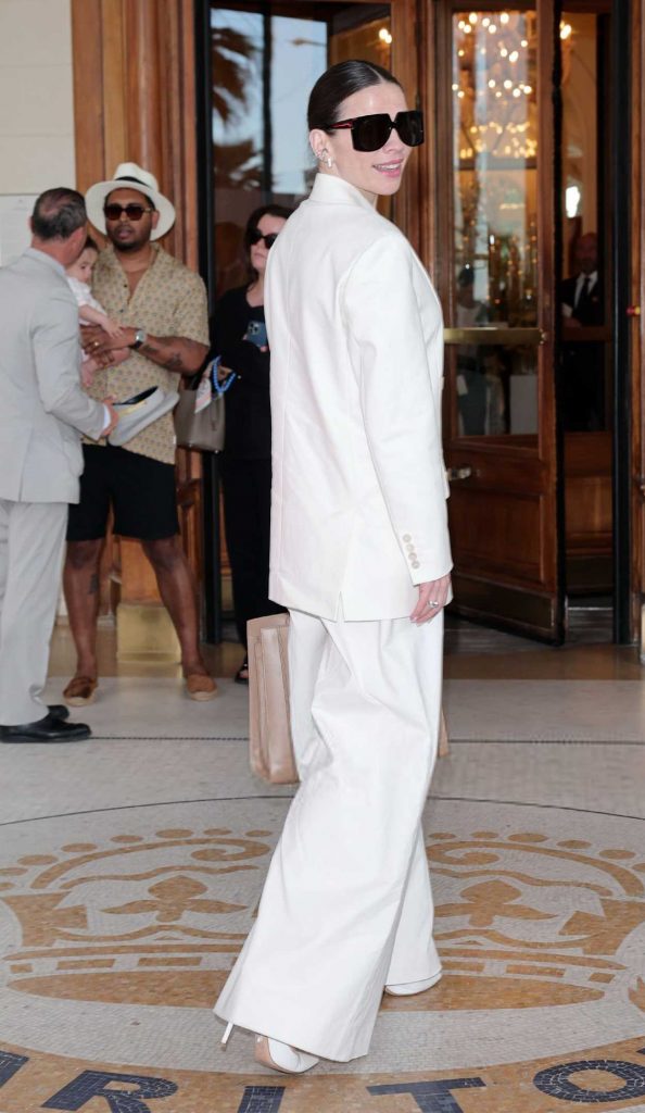 Hayley Atwell in a White Pantsuit