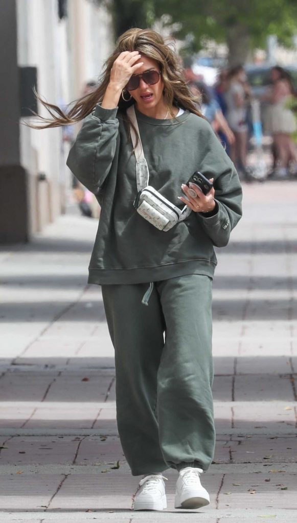 Jessica Alba in an Olive Sweatsuit