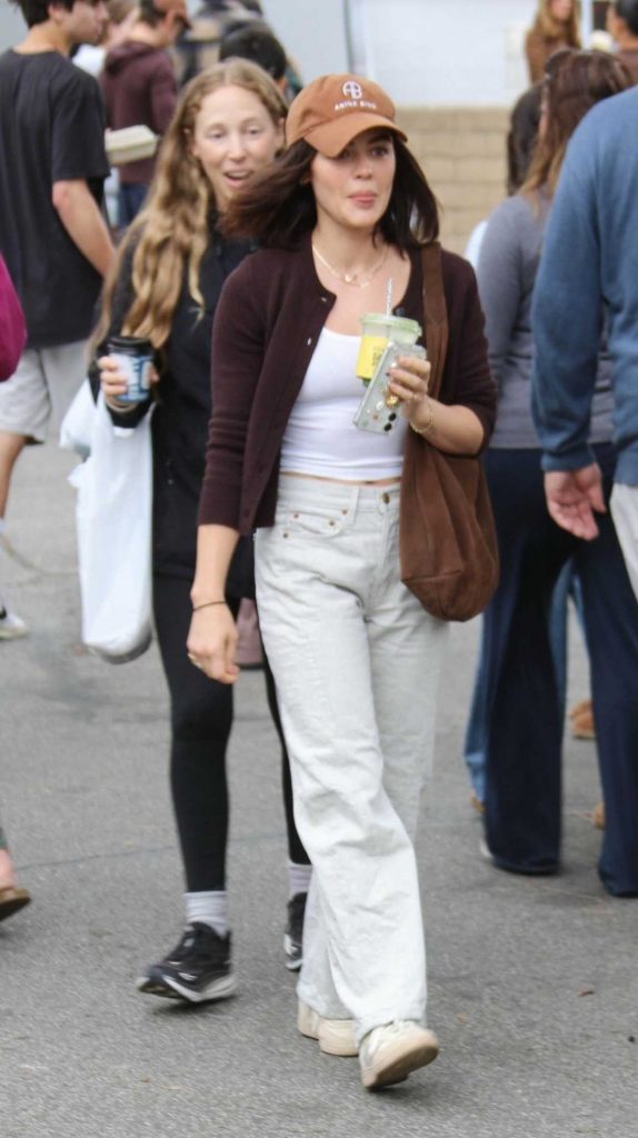 Lucy Hale in a Brown Cardigan