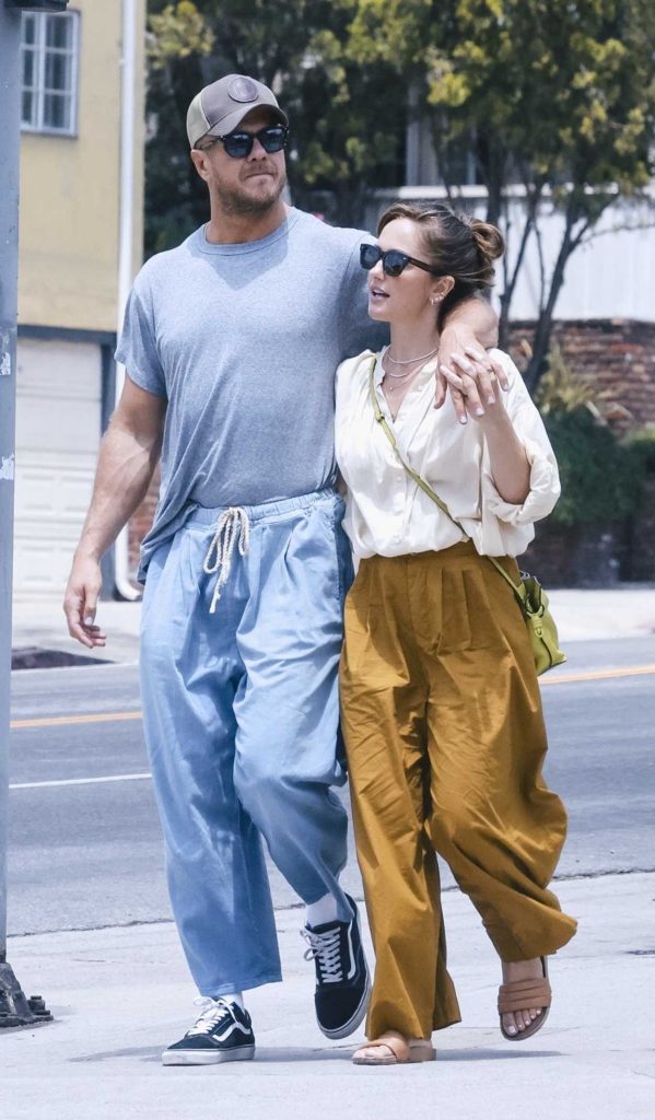 Minka Kelly in a Beige Blouse