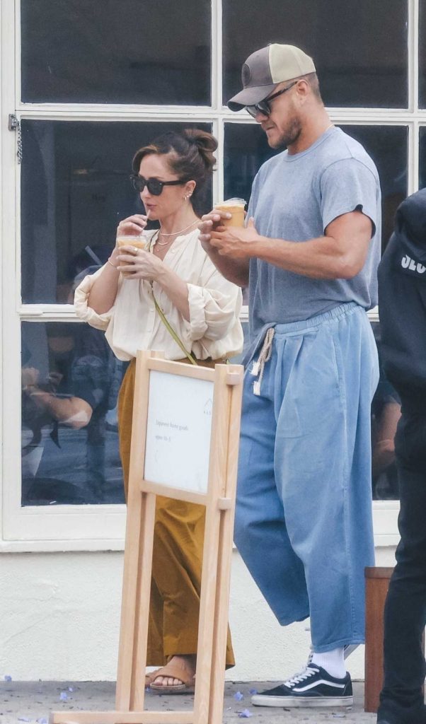 Minka Kelly in a Beige Blouse