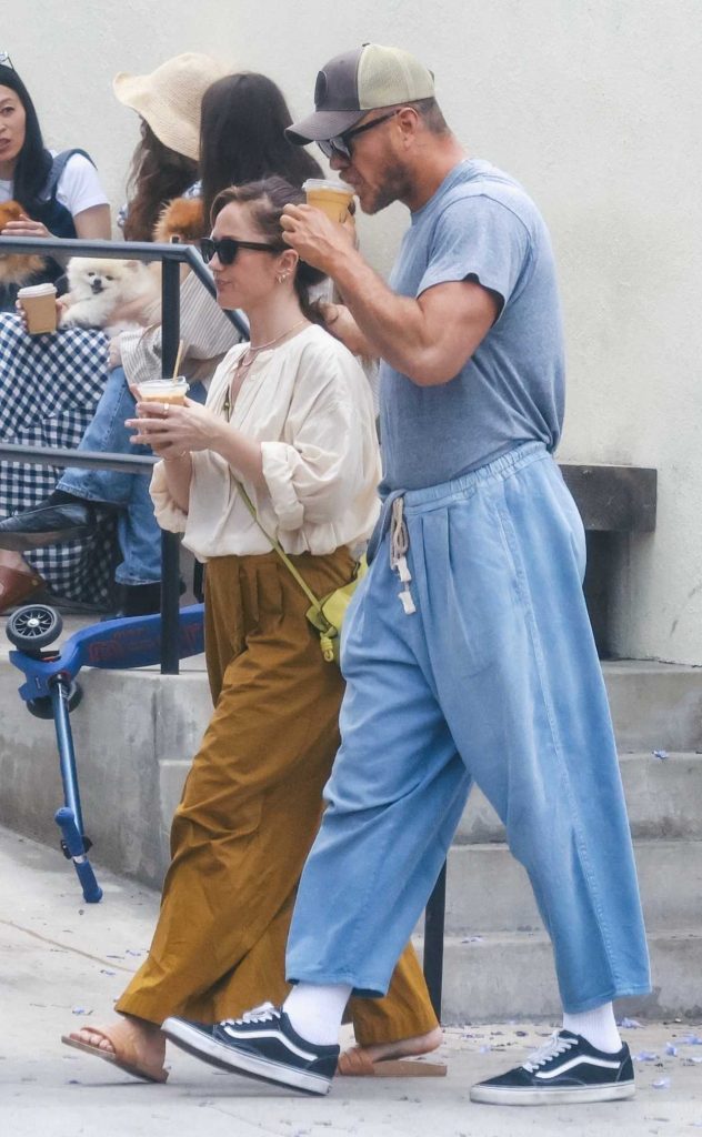 Minka Kelly in a Beige Blouse