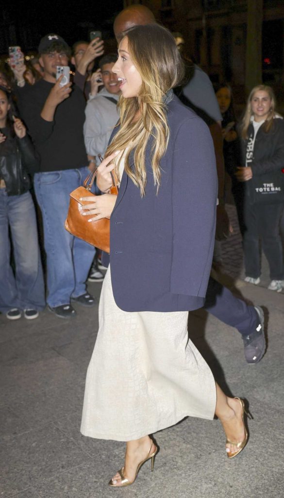 Tate McRae in a Beige Dress