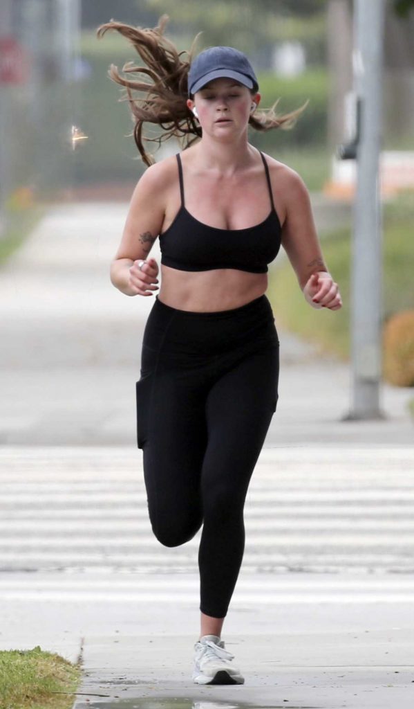 Ava Phillippe in a Black Sports Bra