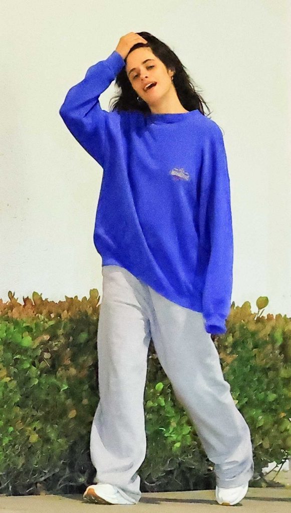 Camila Cabello in a Blue Sweatshirt
