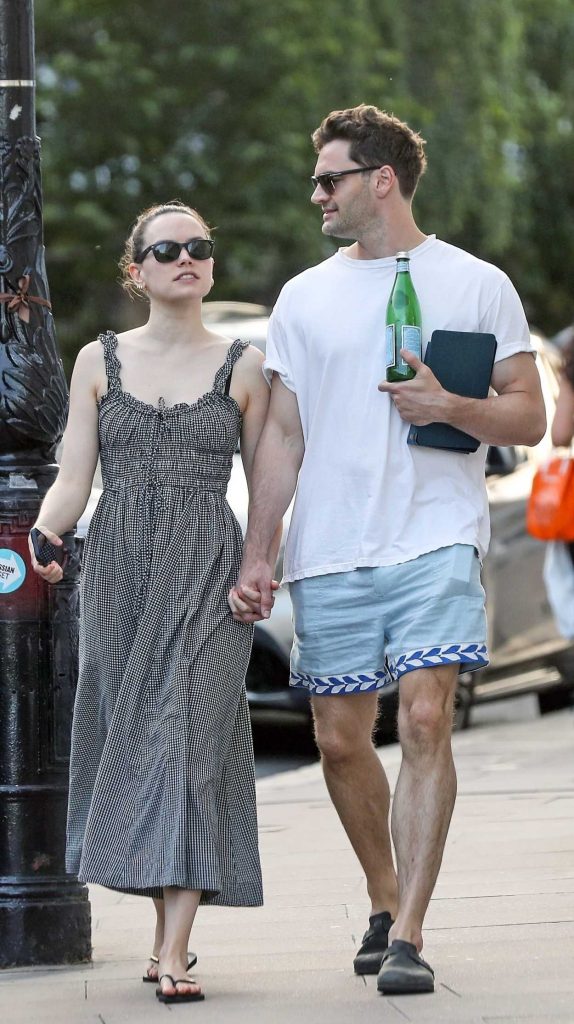 Daisy Ridley in a Grey Dress