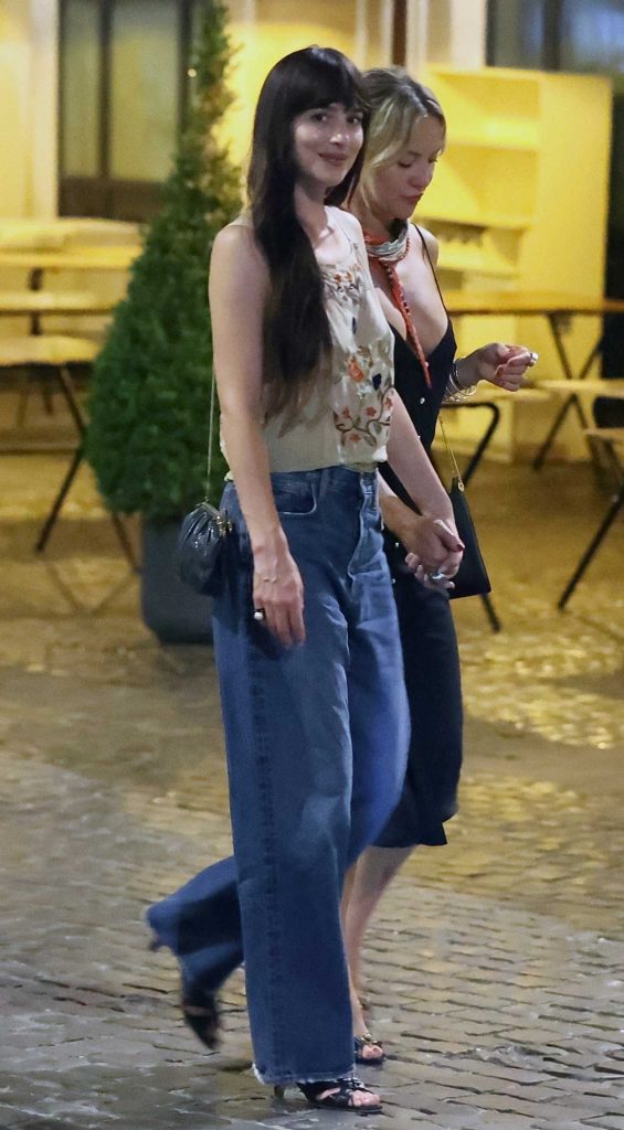 Dakota Johnson in a Beige Blouse