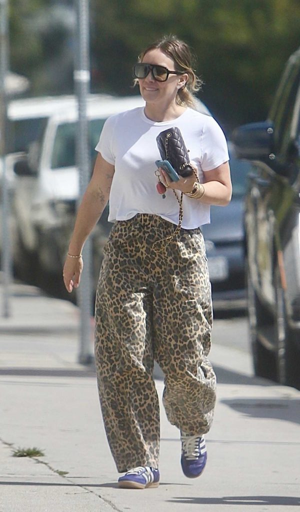 Hilary Duff in a Leopard Print Pants