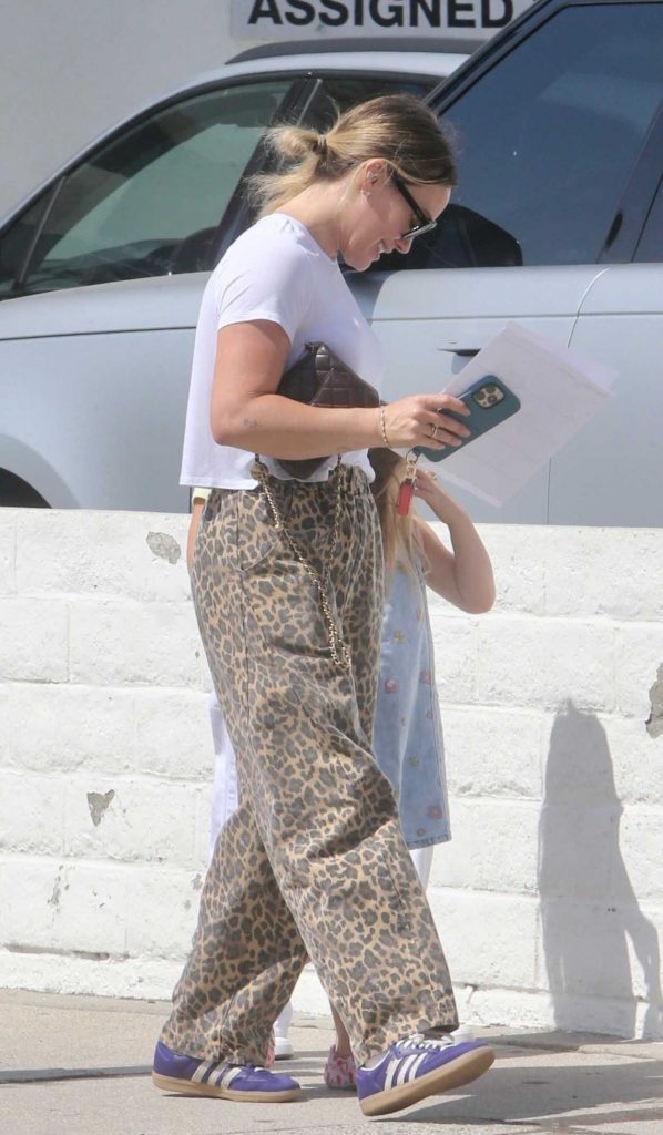 Hilary Duff in a Leopard Print Pants