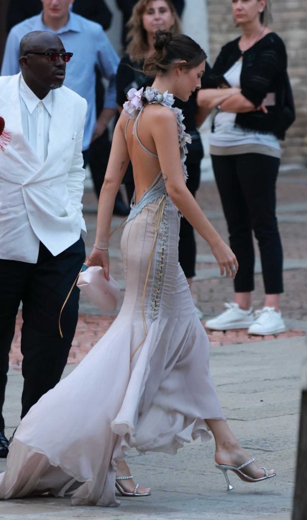Vittoria Ceretti in a Beige Dress