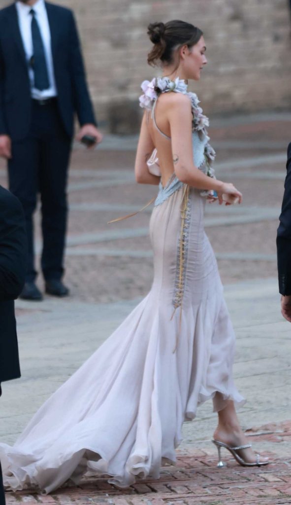 Vittoria Ceretti in a Beige Dress