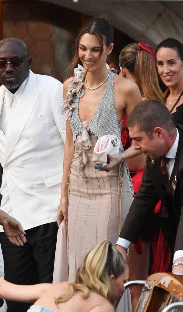 Vittoria Ceretti in a Beige Dress