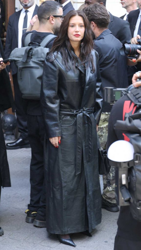 Adele Exarchopoulos in a Black Leather Coat