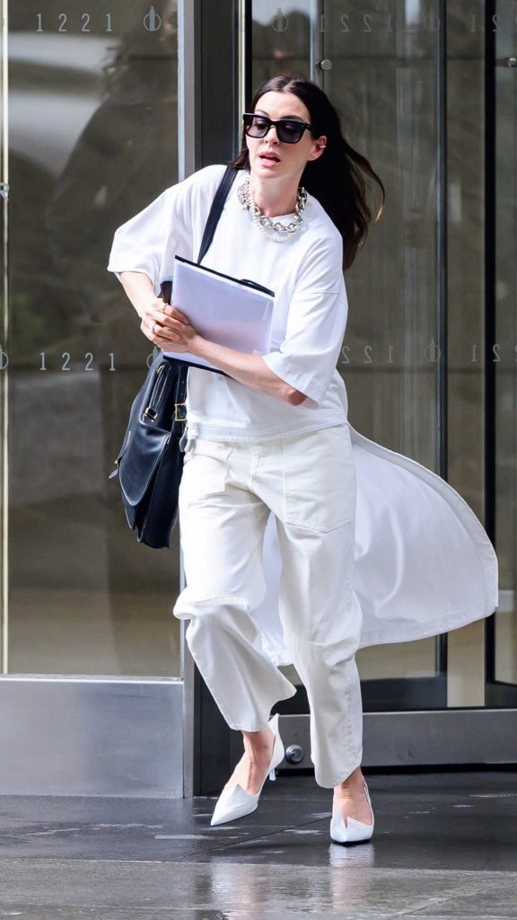 Anne Hathaway in a White Ensemble