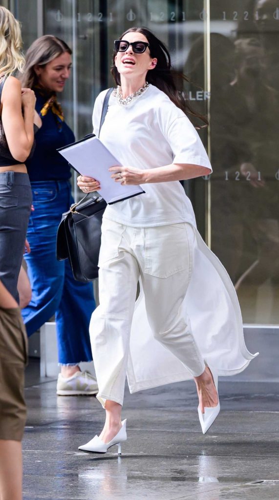Anne Hathaway in a White Ensemble