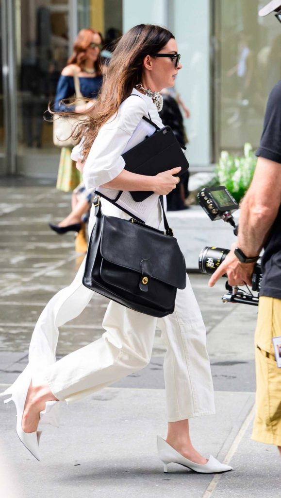 Anne Hathaway in a White Ensemble