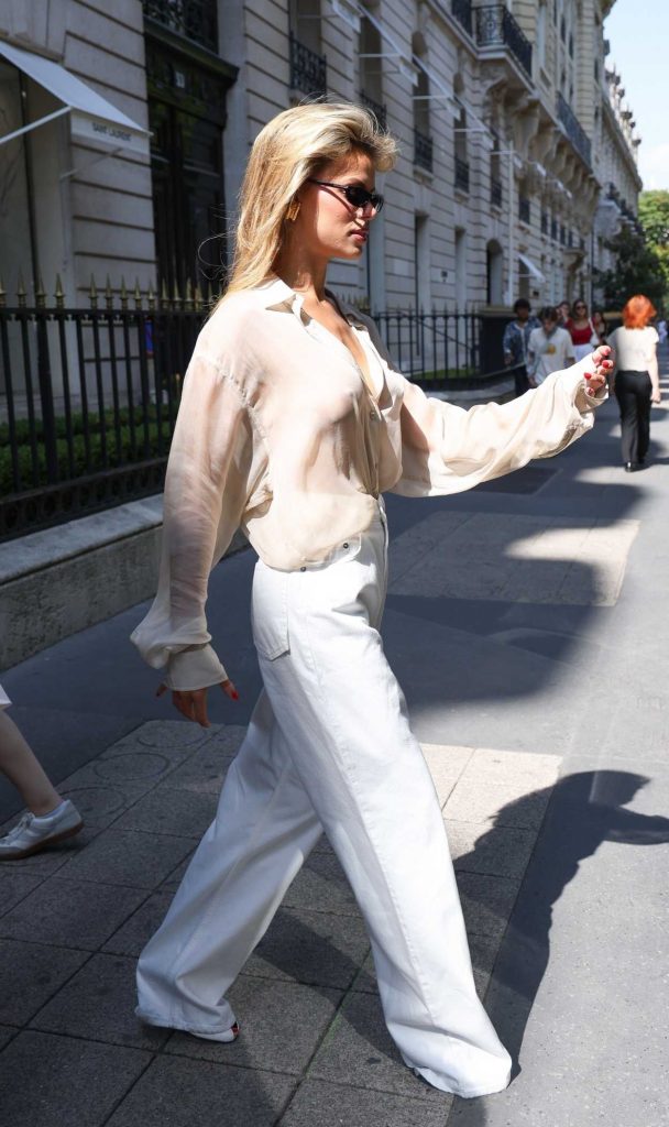 Brooks Nader in a White Jeans