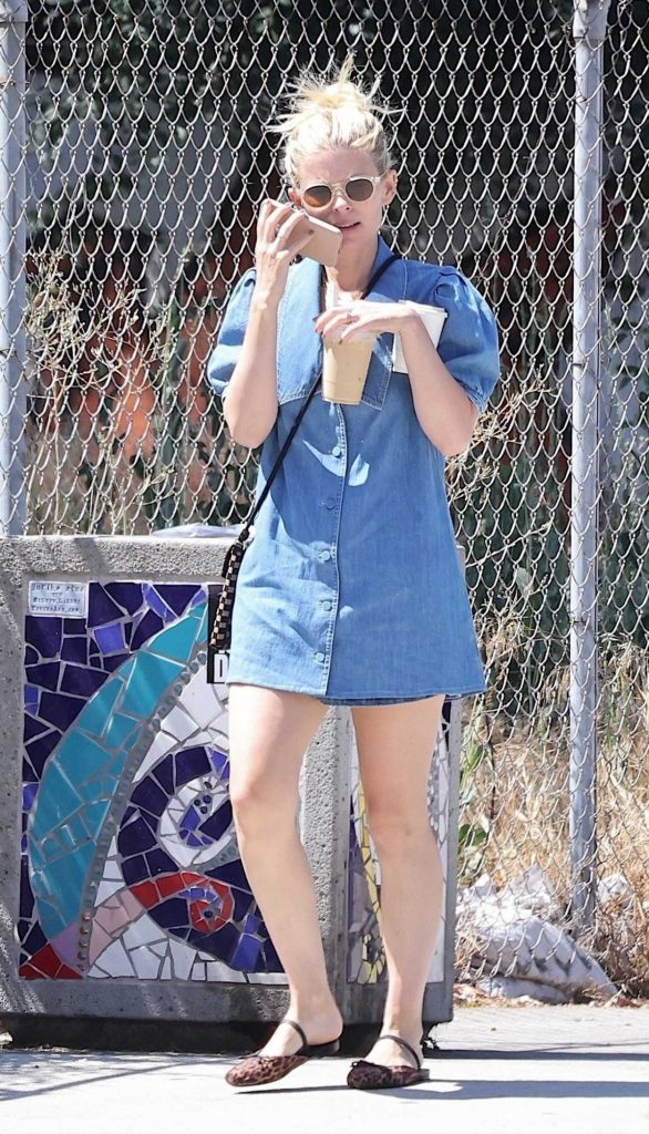 Kate Mara in a Blue Denim Dress