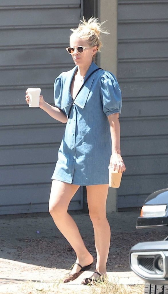 Kate Mara in a Blue Denim Dress