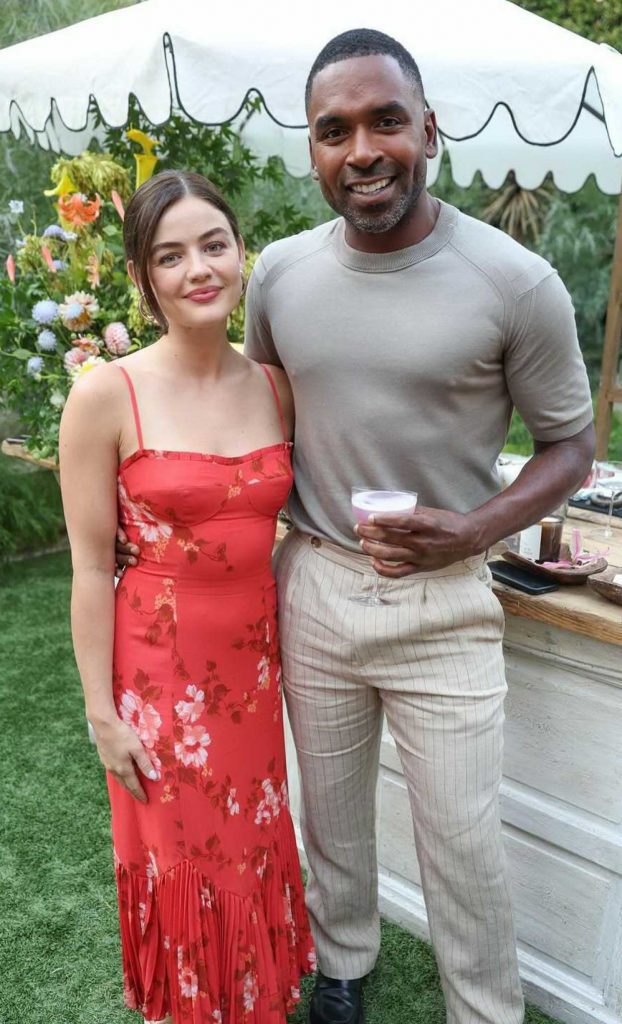 Lucy Hale in a Red Dress