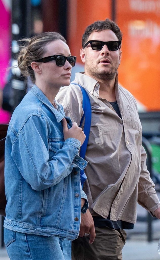 Olivia Wilde in a Blue Denim Pantsuit