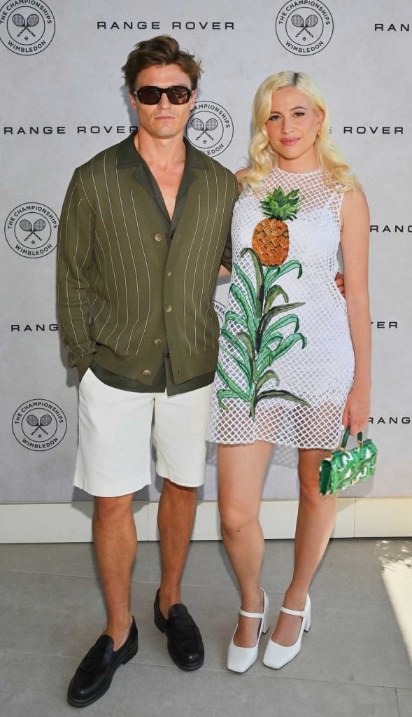 Pixie Lott in a White Fishnet Dress