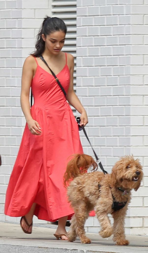 Rachel Zegler in a Red Sundress