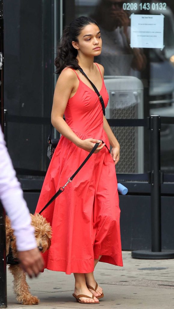 Rachel Zegler in a Red Sundress