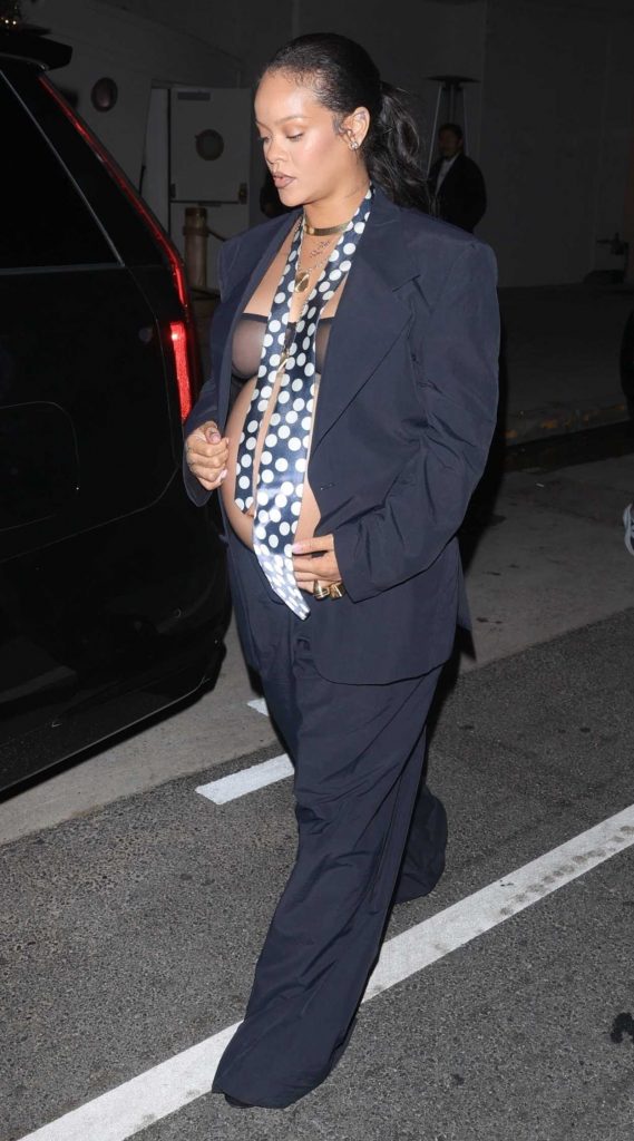 Rihanna in a Black Pantsuit