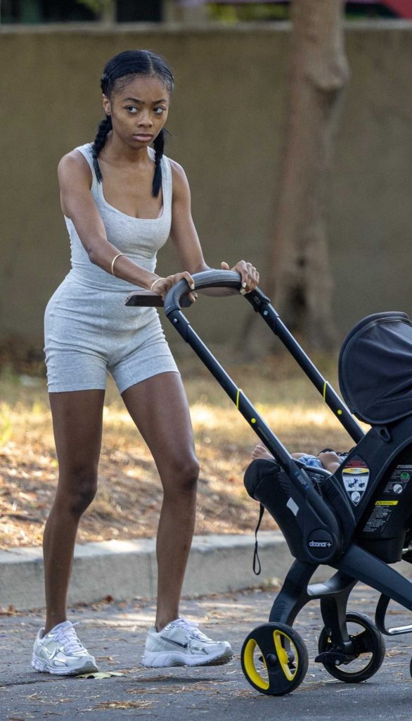 Skai Jackson in a Grey Tank Top