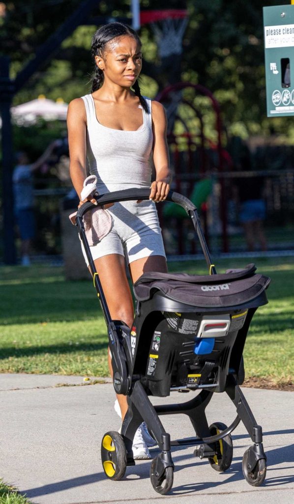 Skai Jackson in a Grey Tank Top