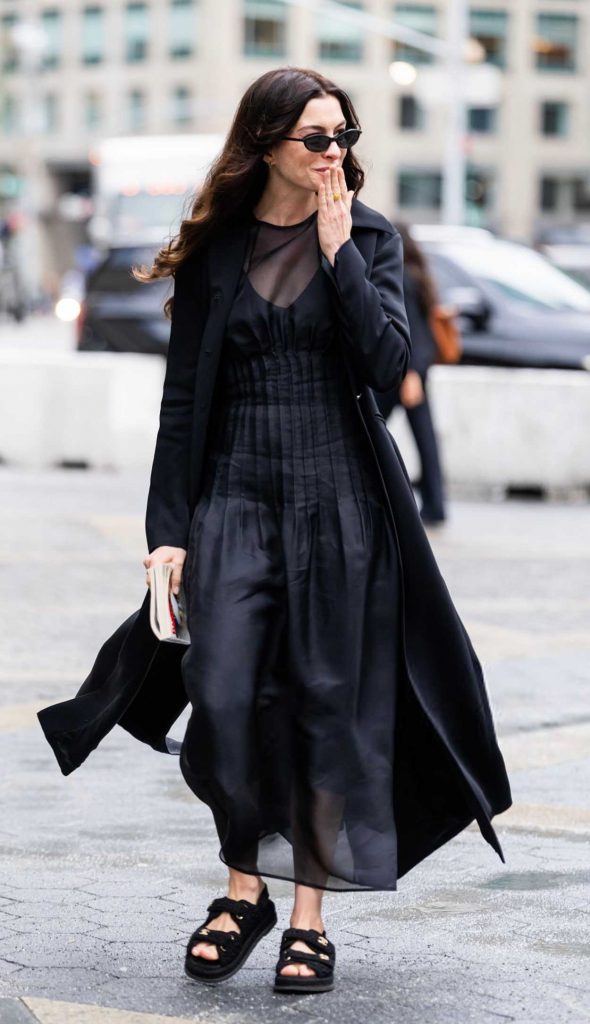 Anne Hathaway in a Black Coat