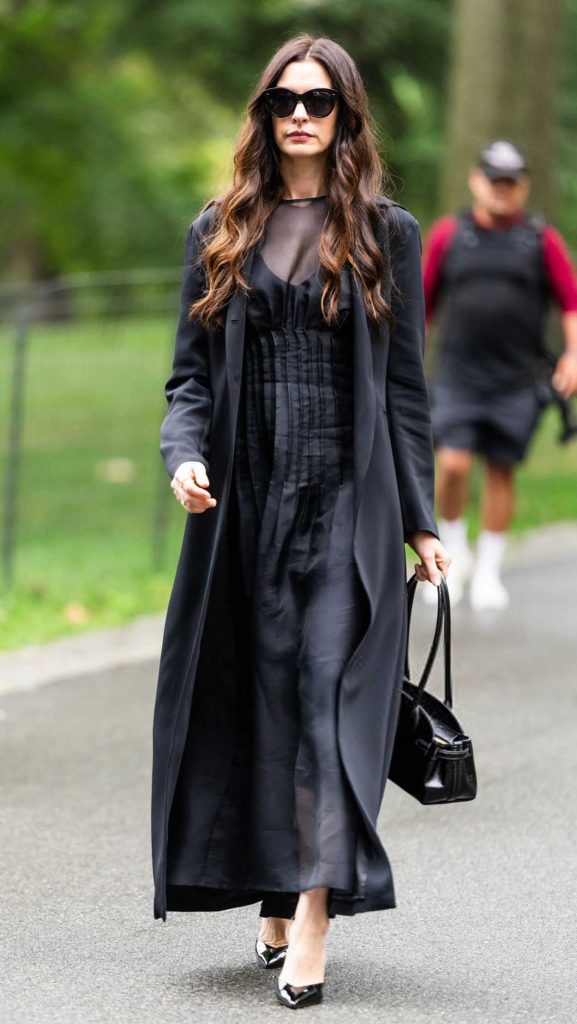Anne Hathaway in a Black Coat