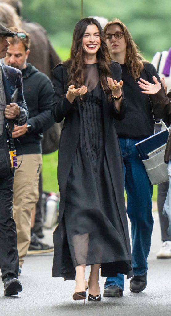 Anne Hathaway in a Black Coat