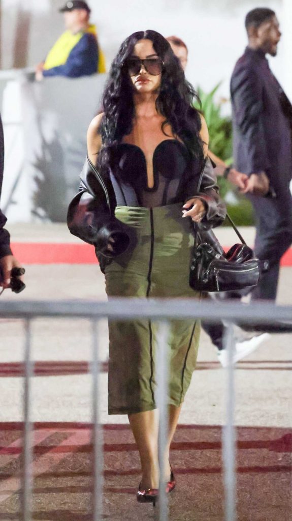Demi Lovato in an Olive Skirt