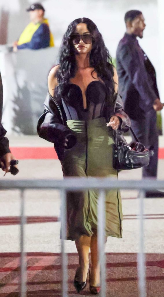 Demi Lovato in an Olive Skirt