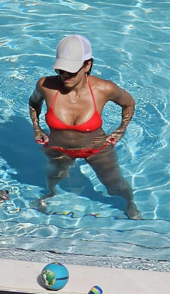 Jessica Alba in a Red Bikini