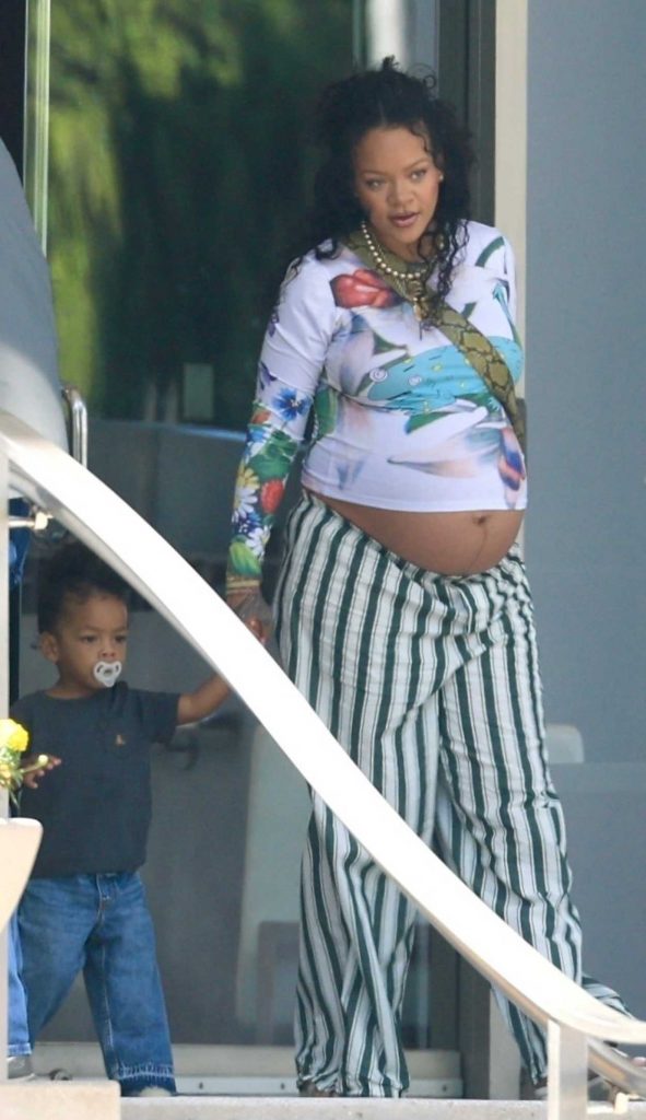 Rihanna in a Striped Pants