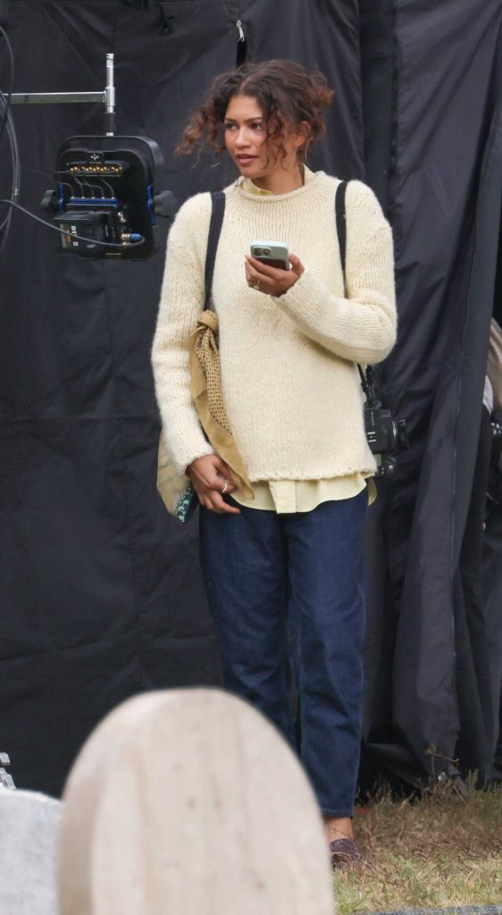 Zendaya in a Beige Sweater