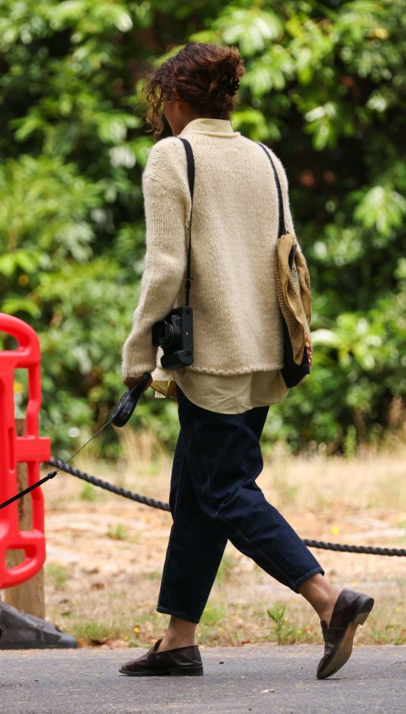 Zendaya in a Beige Sweater