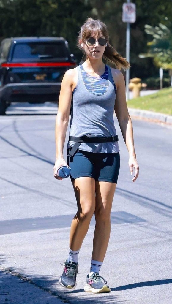 Alison Brie in a Grey Tank Top