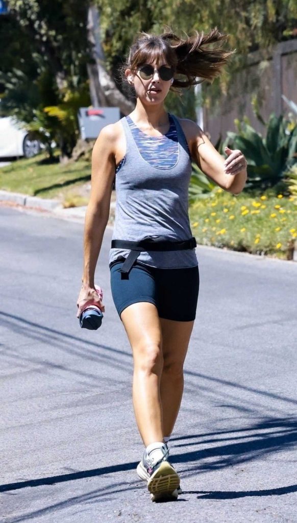 Alison Brie in a Grey Tank Top